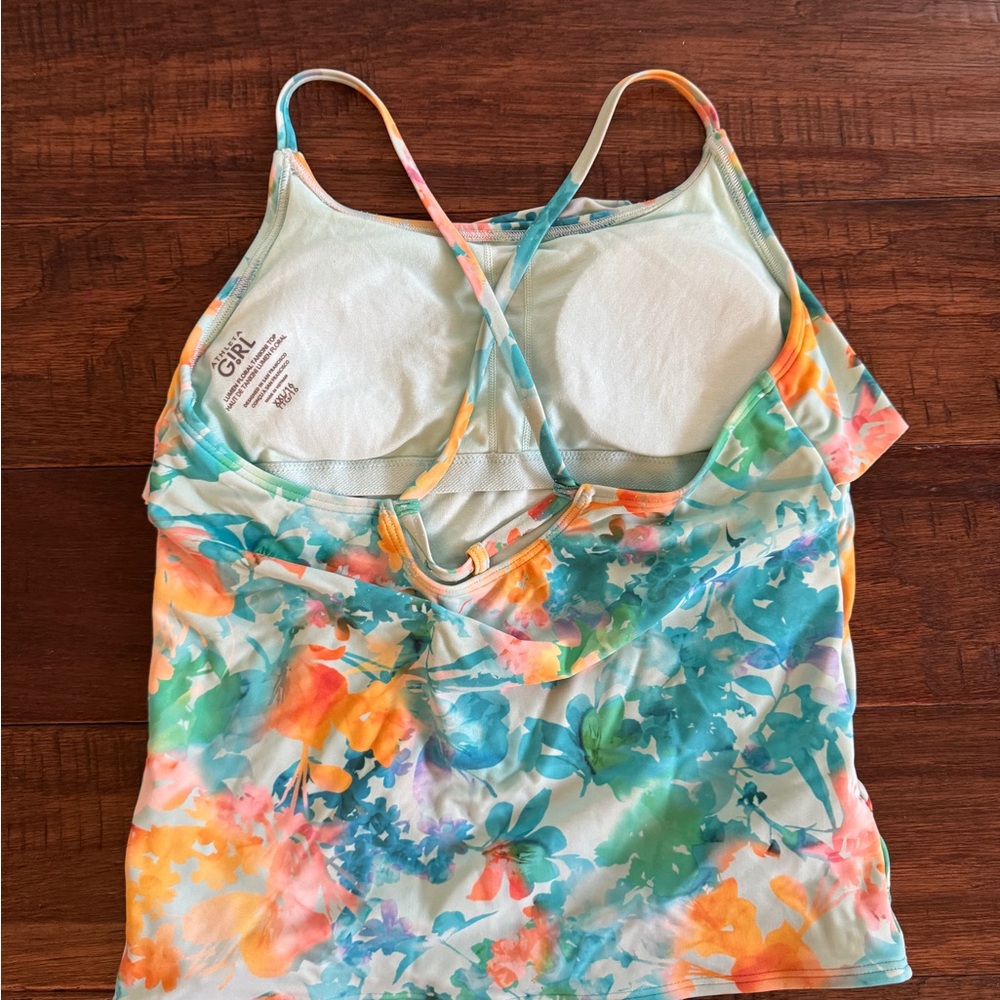 Athleta Girl swimsuit size Xl/14 XXL/16 Floral Tankini and Swim Shorts Set - Picture 6 of 9